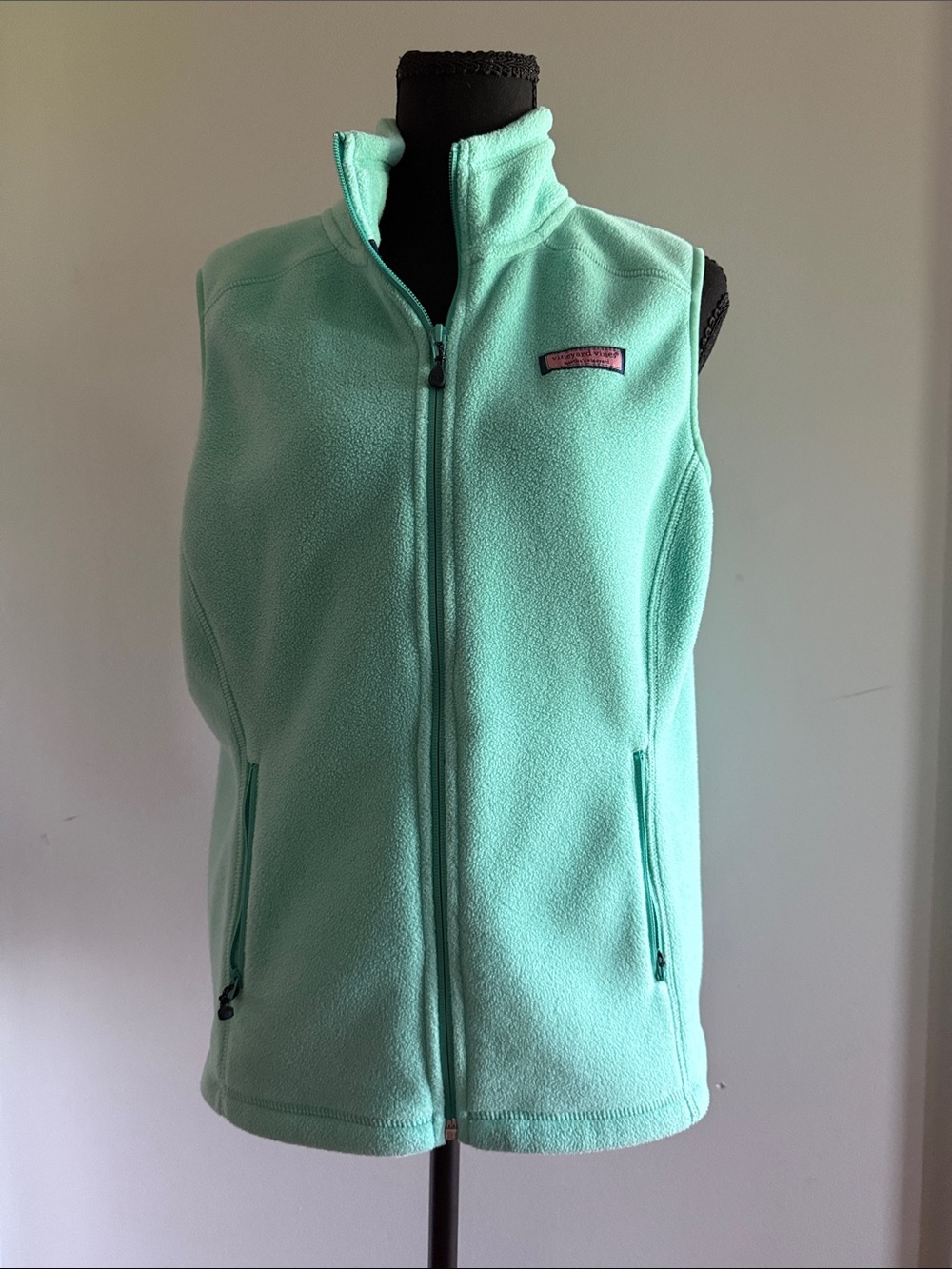 Vineyard Vines Mint Green Fleece Vest - Sleeveless Zip Front